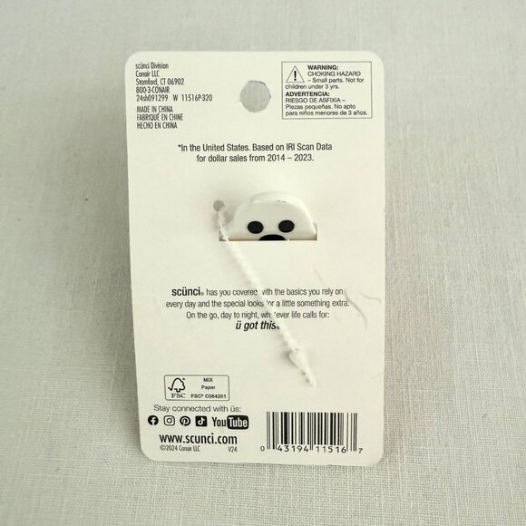 Scunci By Conair Ghost Hair Claw Clip White 2 Inch Halloween Cute Accessory - Picture 2 of 9